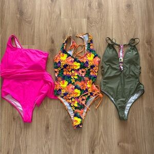 SHEIN One Piece Swimsuit Bundle – 3 Pieces – Size Large – New